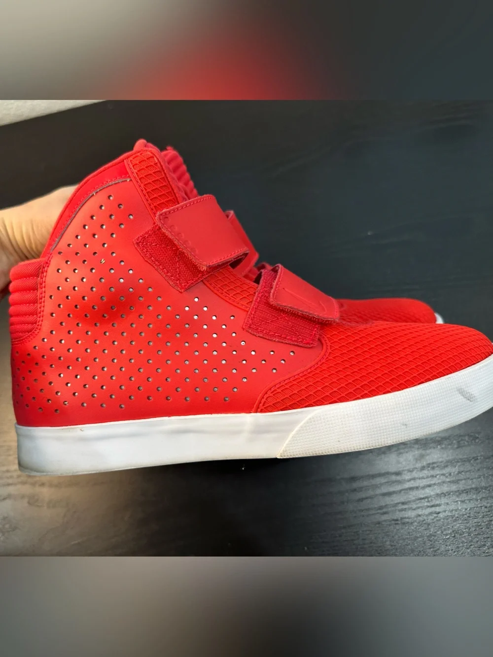 Nike Red High-Top Strap Sneakers - Picture 3 of 8